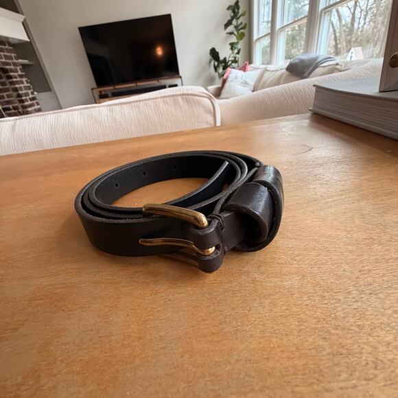 Madewell Leather Crisscross Skinny Belt English true back gold metal xs/s - Picture 2 of 5